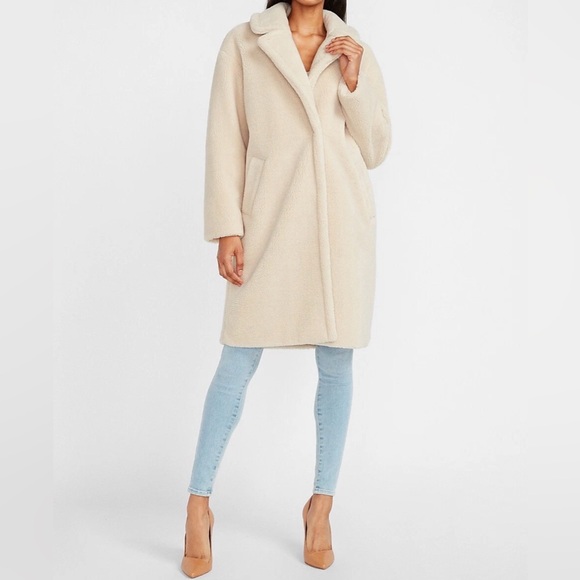 Express Jackets & Blazers - Express Cream Teddy Sherpa Coat size M